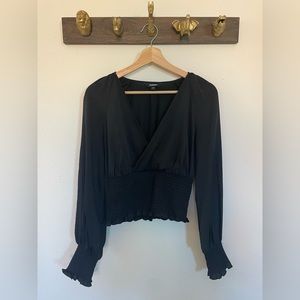 Express Smocked Waist V-neck Top